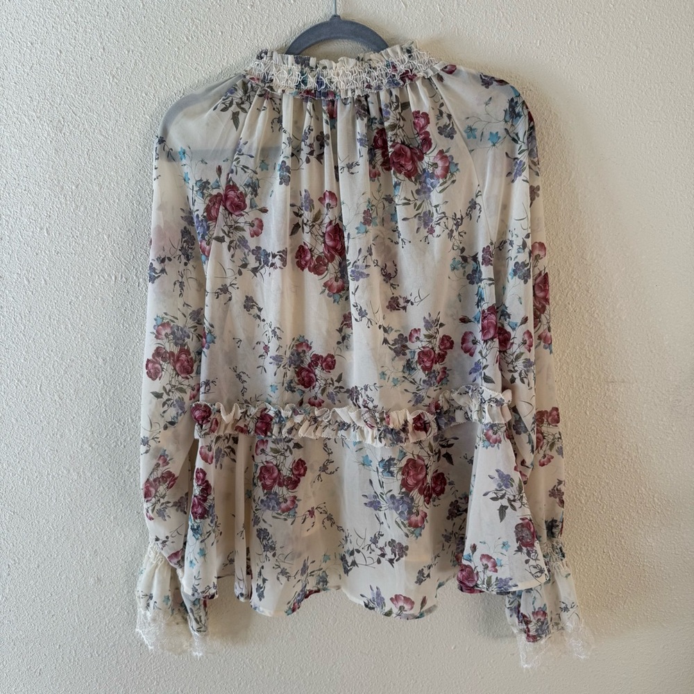 Buffalo David Bitton Floral Lace prairie Blouse - Picture 4 of 7